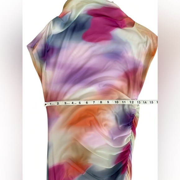 Anthropologie Maya Ruched Cowl-Neck Mesh Dress – Watercolor Print – Size S - Picture 8 of 9